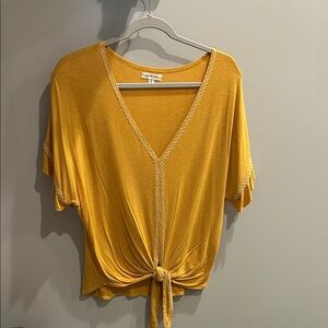 Max Studio Mustard V-Neck Tie-Front Blouse